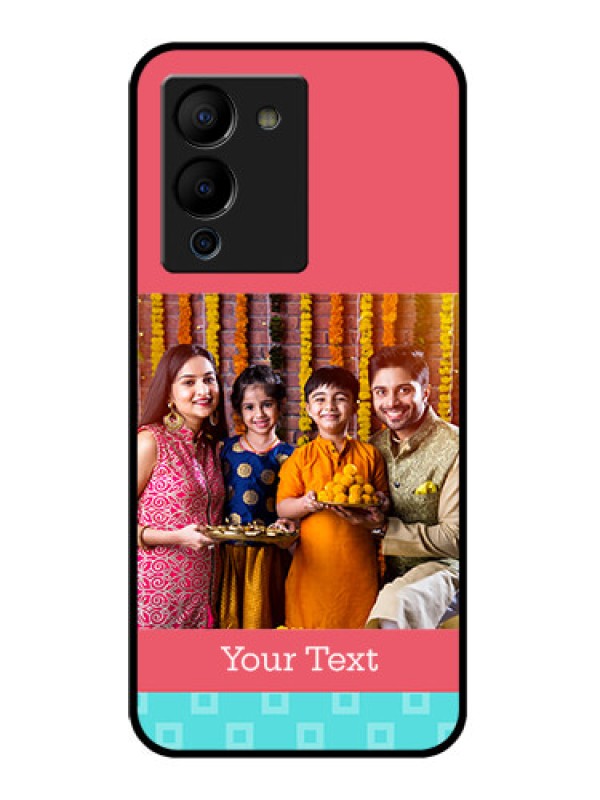 Custom Infinix Note 12 Turbo Custom Glass Phone Case - Peach & Blue Color Design