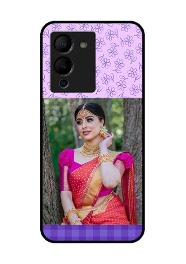 Infinix Note 12 Turbo Custom Glass Phone Case - Purple Floral Design