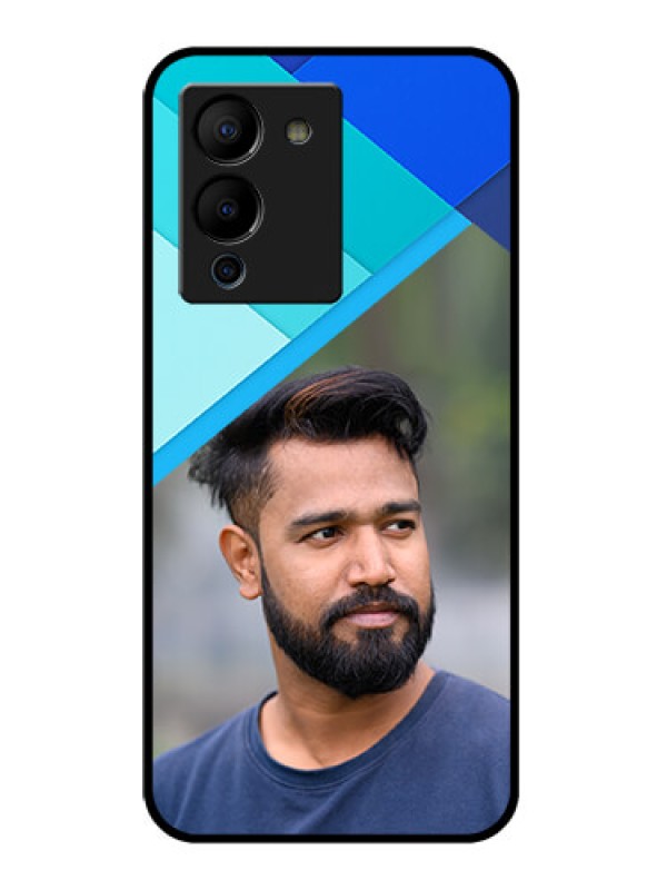 Custom Infinix Note 12 Turbo Custom Glass Phone Case - Blue Pattern Design