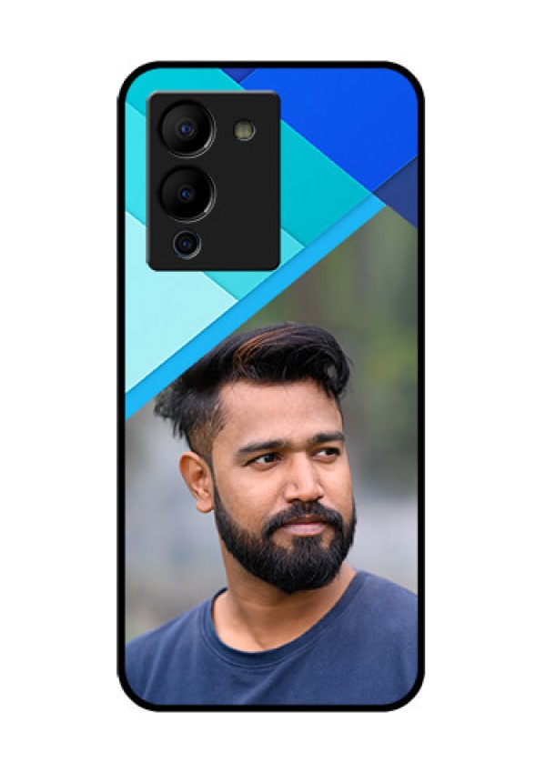 Infinix Note 12 Turbo Custom Glass Phone Case - Blue Pattern Design