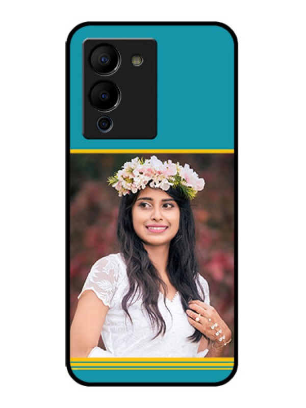 Custom Infinix Note 12 Turbo Custom Glass Phone Case - Yellow & Blue Design