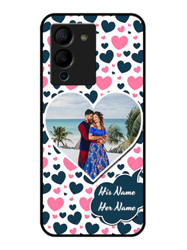 Custom Infinix Note 12 Turbo Custom Glass Phone Case - Pink & Blue Heart Design