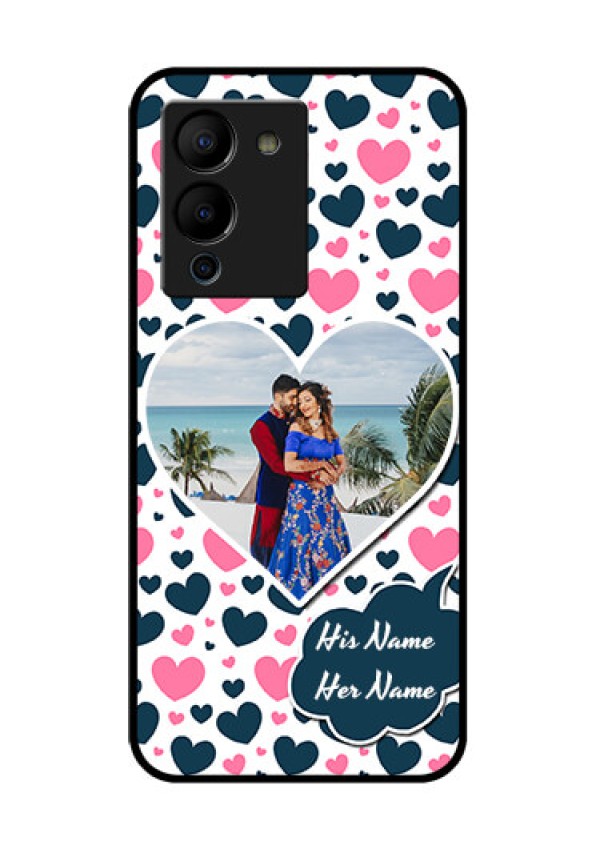 Infinix Note 12 Turbo Custom Glass Phone Case - Pink & Blue Heart Design