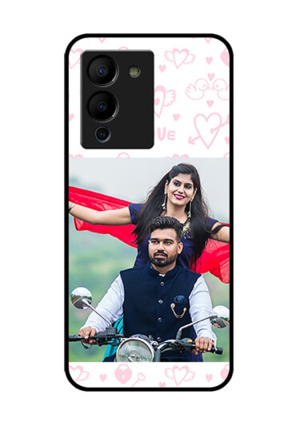 Infinix Note 12 Turbo Custom Glass Phone Case - Pink Flying Heart Design