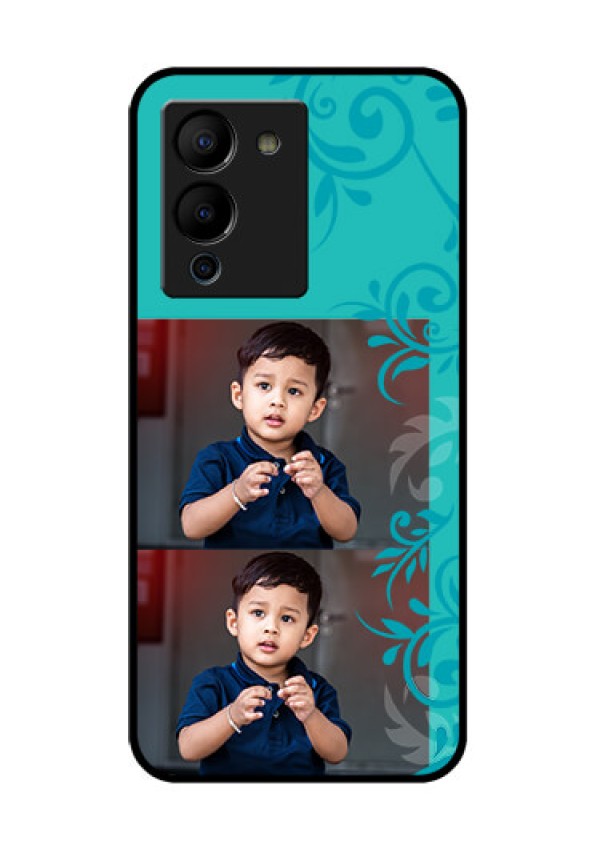 Infinix Note 12 Turbo Custom Glass Phone Case - With Photo And Green Floral Design