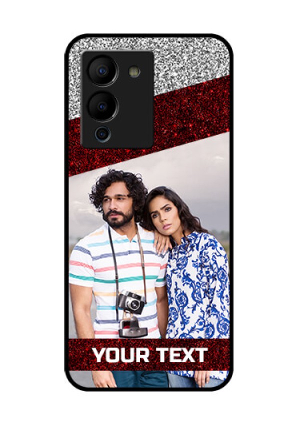Infinix Note 12 Turbo Custom Glass Phone Case - Image Holder With Glitter Strip Design