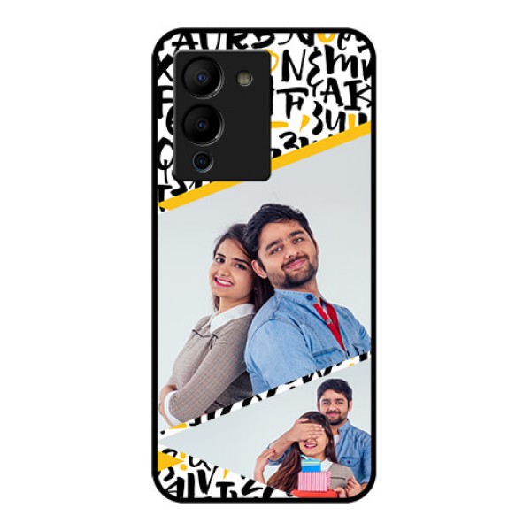 Infinix Note 12 Turbo Custom Glass Phone Case - Letters Pattern Design