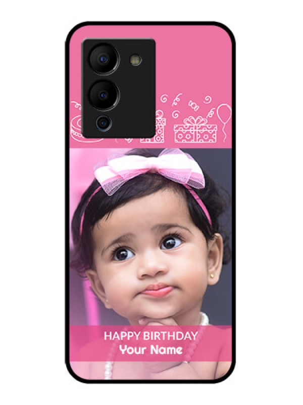 Custom Infinix Note 12 Turbo Custom Glass Phone Case - With Birthday Line Art Design
