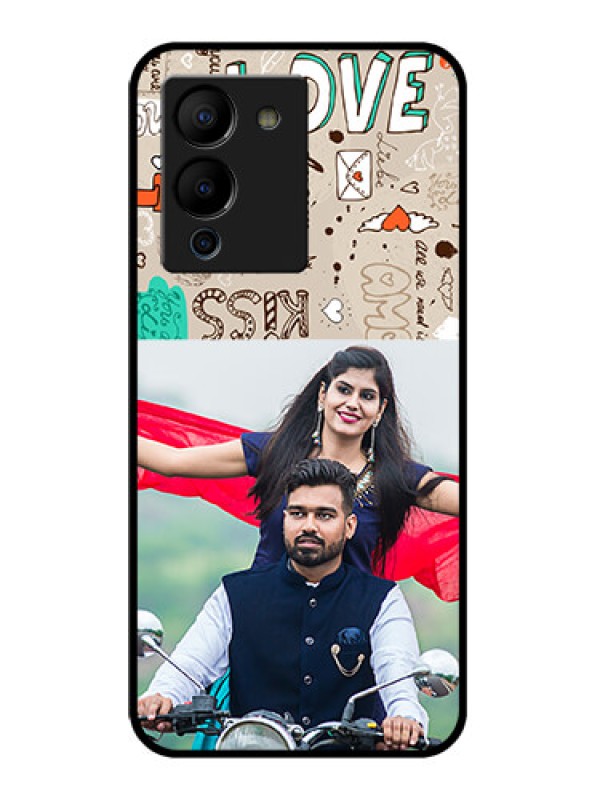 Custom Infinix Note 12 Turbo Custom Glass Phone Case - Love Doodle Pattern