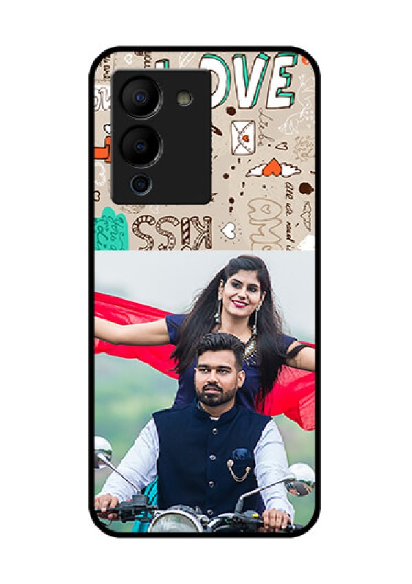 Infinix Note 12 Turbo Custom Glass Phone Case - Love Doodle Pattern