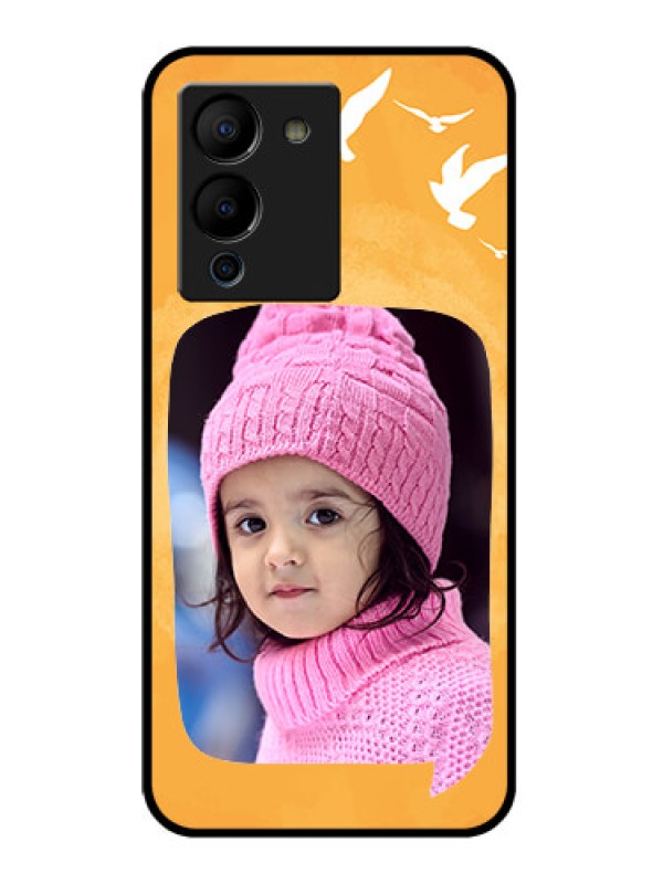 Custom Infinix Note 12 Turbo Custom Glass Phone Case - Water Color Design With Bird Icons