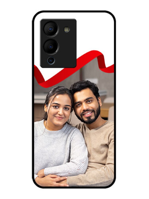 Custom Infinix Note 12 Turbo Custom Glass Phone Case - Red Ribbon Frame Design