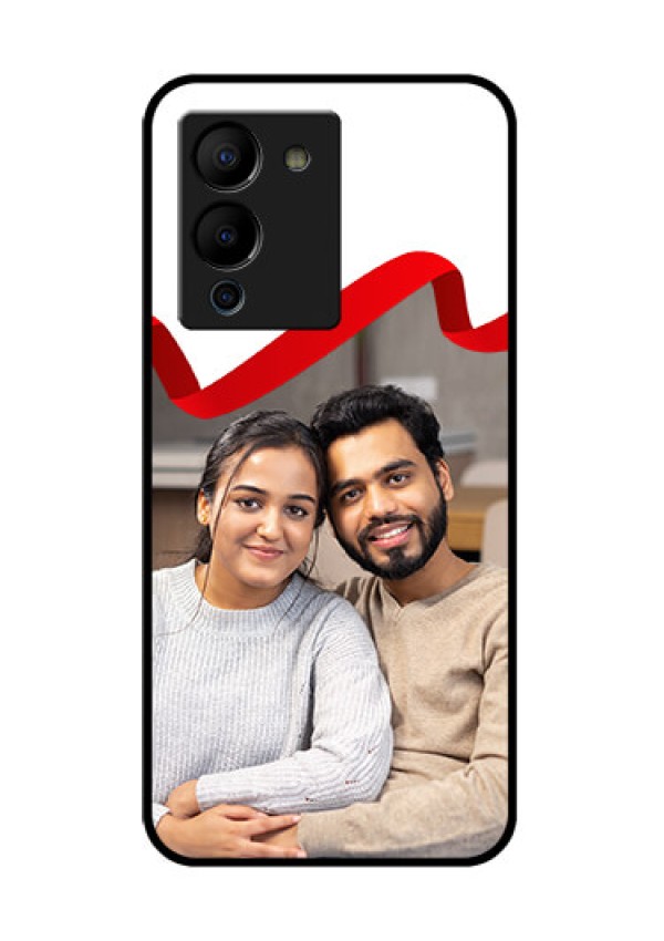 Infinix Note 12 Turbo Custom Glass Phone Case - Red Ribbon Frame Design