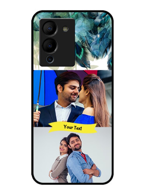 Custom Infinix Note 12 Turbo Custom Glass Phone Case - Image With Boho Peacock Feather Design