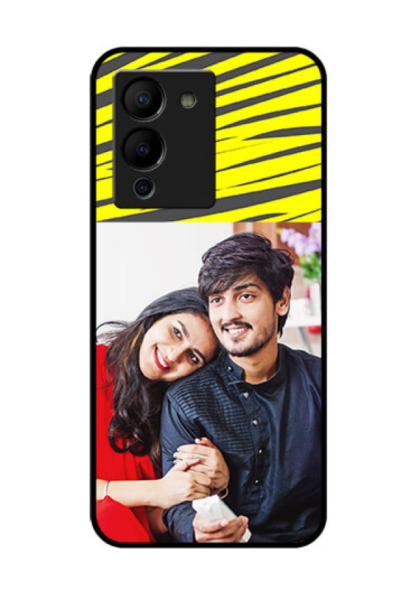 Infinix Note 12 Turbo Custom Glass Phone Case - Yellow Abstract Design