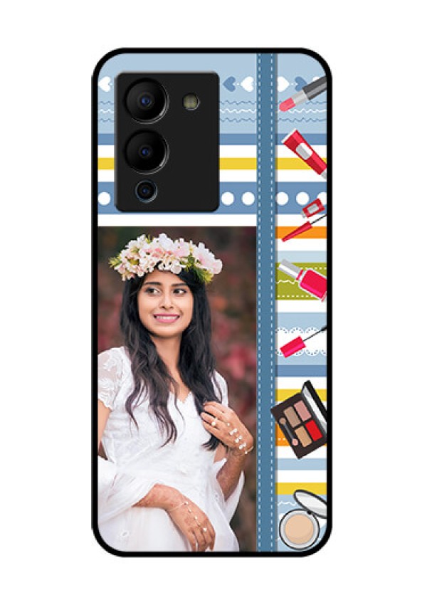 Infinix Note 12 Turbo Custom Glass Phone Case - Makeup Icons Design