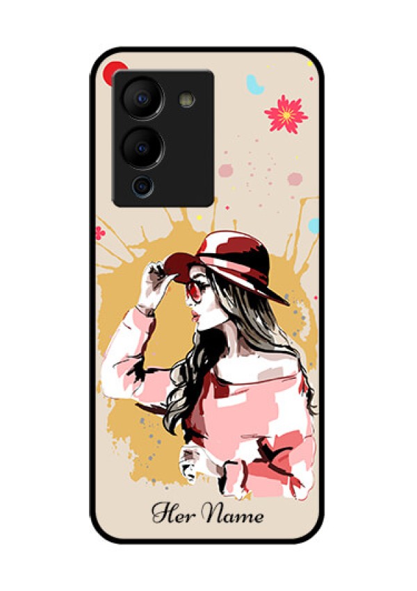 Infinix Note 12 Turbo Custom Glass Phone Case - Women With Pink Hat Design