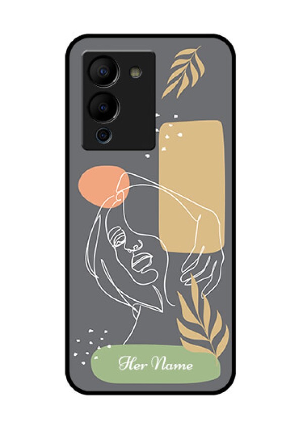 Infinix Note 12 Turbo Custom Glass Phone Case - Gazing Woman Line Art Design