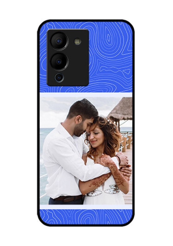 Infinix Note 12 Turbo Custom Glass Phone Case - Curved Line Art With Blue And White Design