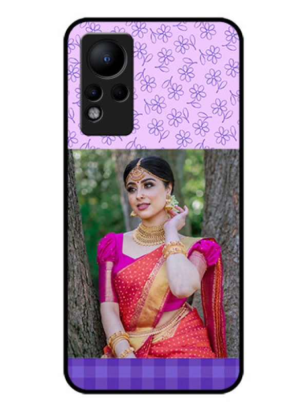 Custom Infinix Note 12 Custom Glass Phone Case - Purple Floral Design