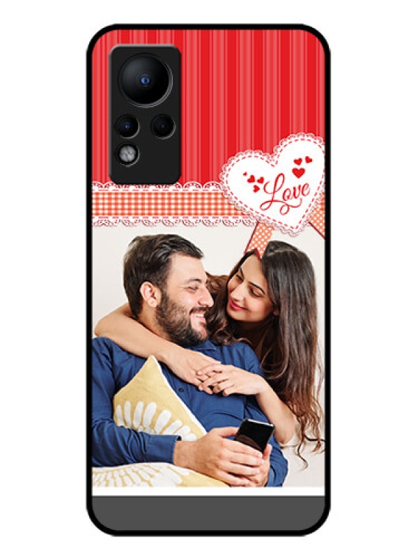 Custom Infinix Note 12 Custom Glass Mobile Case - Red Love Pattern Design