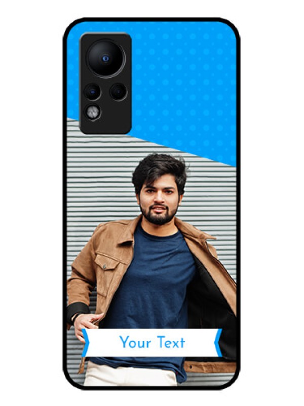 Custom Infinix Note 12 Photo Printing on Glass Case - Simple Blue Color Design