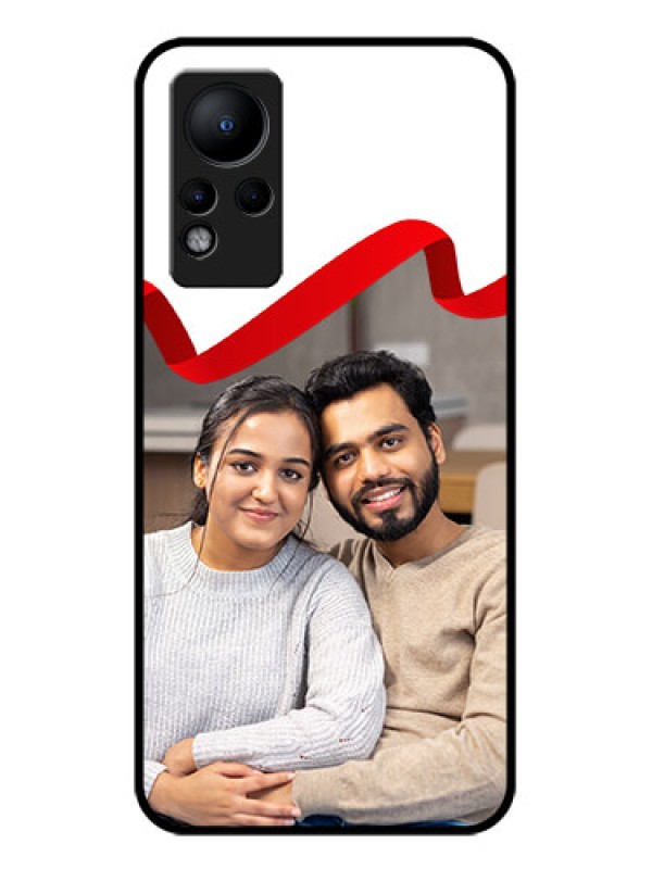 Custom Infinix Note 12 Photo Printing on Glass Case - Red Ribbon Frame Design