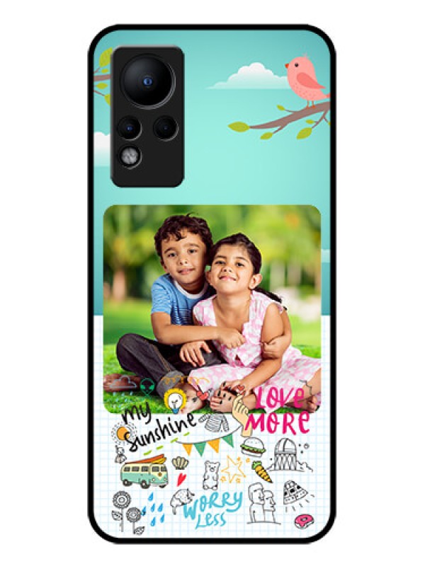Custom Infinix Note 12 Photo Printing on Glass Case - Doodle love Design