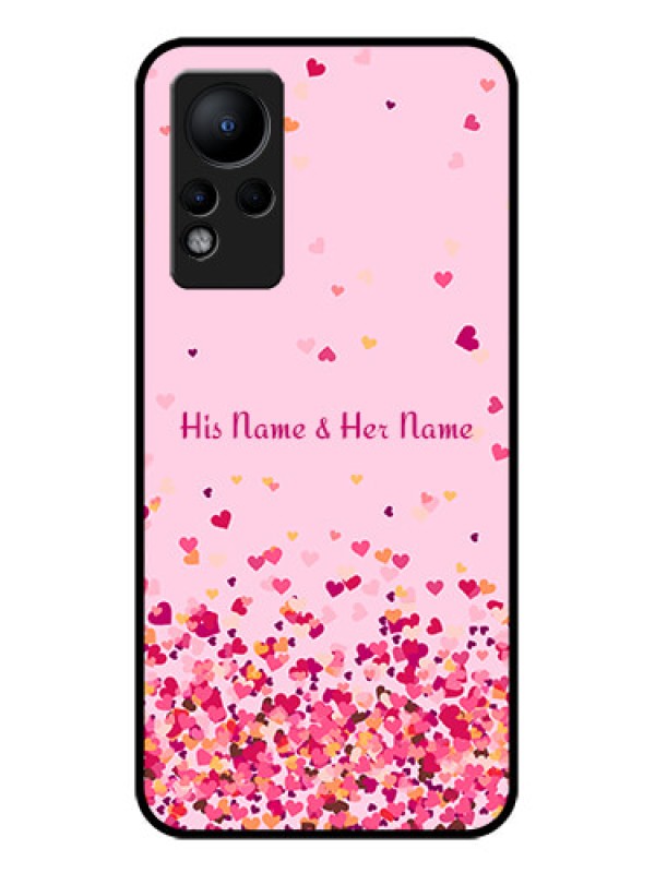 Custom Infinix Note 12 Photo Printing on Glass Case - Floating Hearts Design