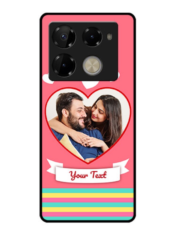 Custom Infinix Note 40 Pro 5G Custom Glass Phone Case - Love Shapes Doodle Design