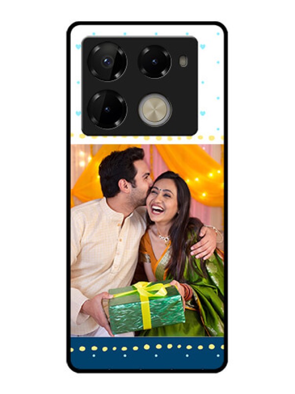 Custom Infinix Note 40 Pro 5G Custom Glass Phone Case - White And Blue Abstract Design