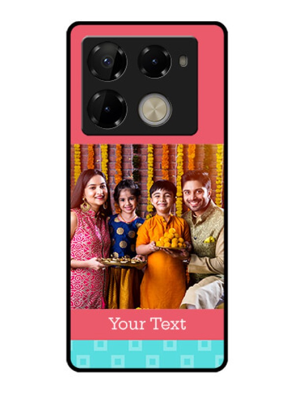 Custom Infinix Note 40 Pro 5G Custom Glass Phone Case - Peach and Blue Color Design