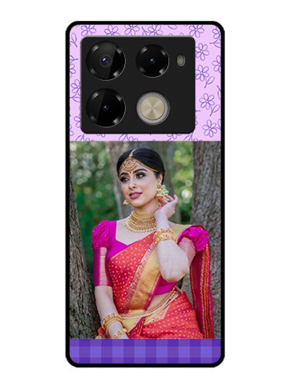 Custom Infinix Note 40 Pro 5G Custom Glass Phone Case - Purple Floral Design