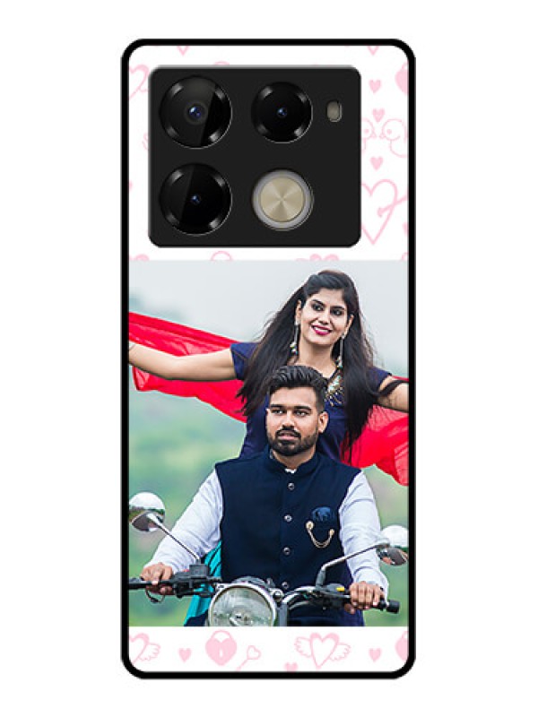 Custom Infinix Note 40 Pro 5G Custom Glass Phone Case - Pink Flying Heart Design