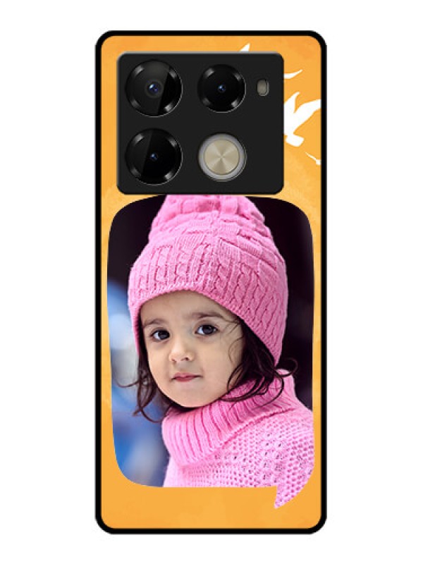 Custom Infinix Note 40 Pro 5G Custom Glass Phone Case - Water Color Design With Bird Icons