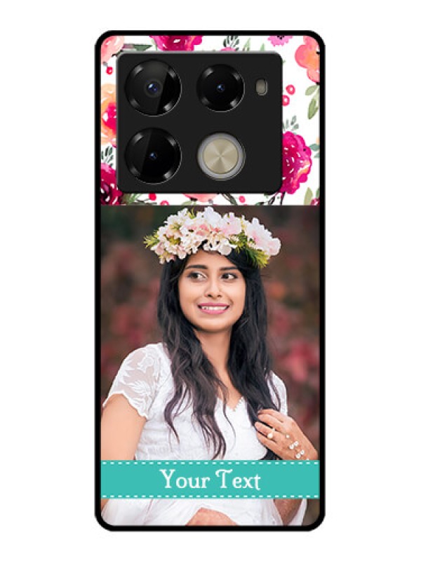 Custom Infinix Note 40 Pro 5G Custom Glass Phone Case - Water Colors Floral Design