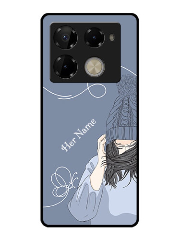 Custom Infinix Note 40 Pro 5G Custom Glass Phone Case - Girl In Winter Outfit Design