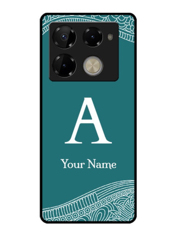 Custom Infinix Note 40 Pro 5G Custom Glass Phone Case - Line Art Pattern With Custom Name Design