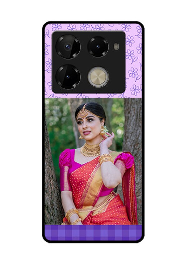 Infinix Note 40 Pro Plus 5G Custom Glass Phone Case - Purple Floral Design