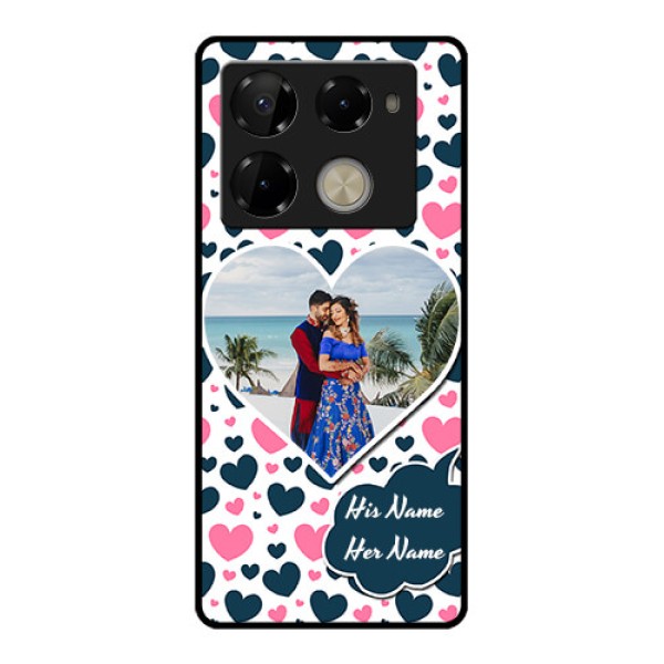 Infinix Note 40 Pro Plus 5G Custom Glass Phone Case - Pink and Blue Heart Design Infinix Note 40 Pro Plus 5G Custom Glass Phone Case - Pink and Blue Heart Design