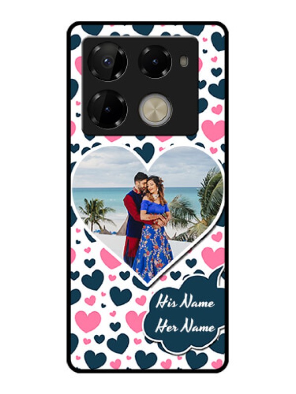 Custom Infinix Note 40 Pro Plus 5G Custom Glass Phone Case - Pink and Blue Heart Design