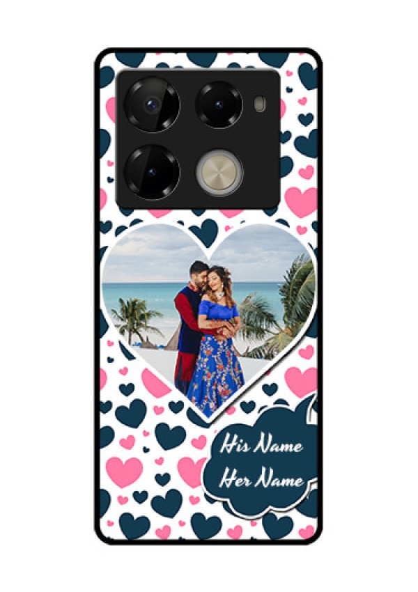 Infinix Note 40 Pro Plus 5G Custom Glass Phone Case - Pink and Blue Heart Design