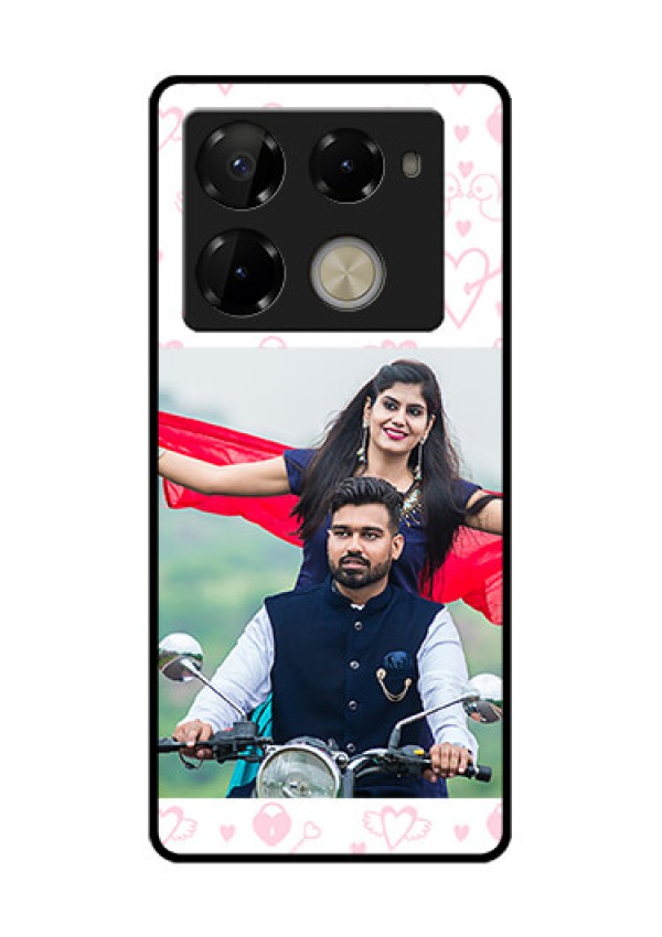 Infinix Note 40 Pro Plus 5G Custom Glass Phone Case - Pink Flying Heart Design