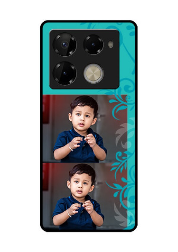 Infinix Note 40 Pro Plus 5G Custom Glass Phone Case - With Photo And Green Floral Design