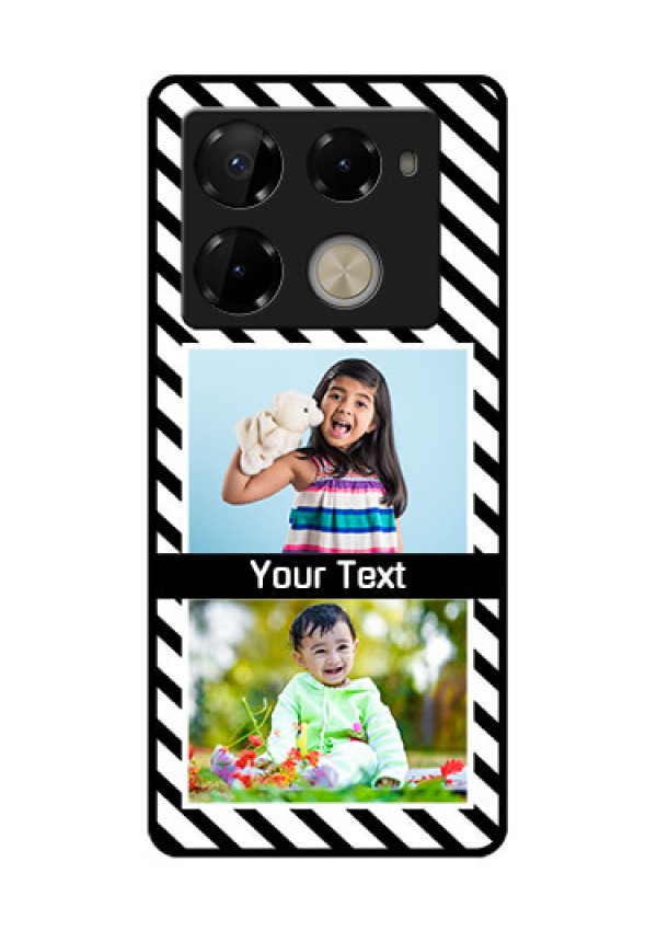 Infinix Note 40 Pro Plus 5G Custom Glass Phone Case - Black And White Stripes Design