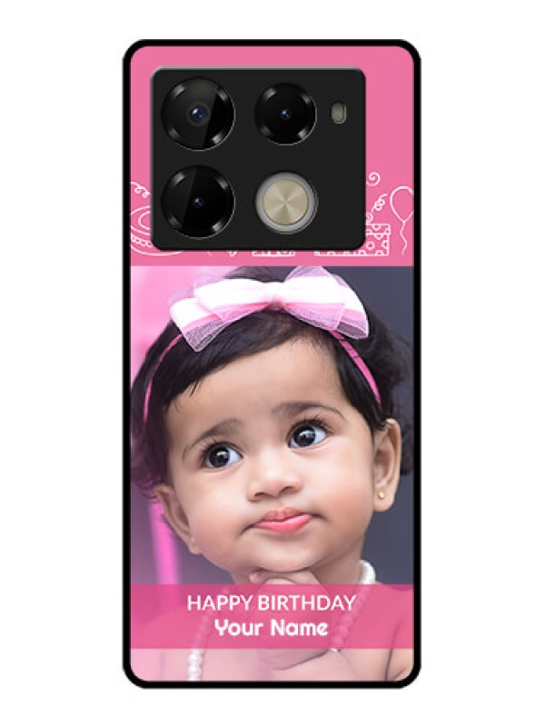 Custom Infinix Note 40 Pro Plus 5G Custom Glass Phone Case - With Birthday Line Art Design