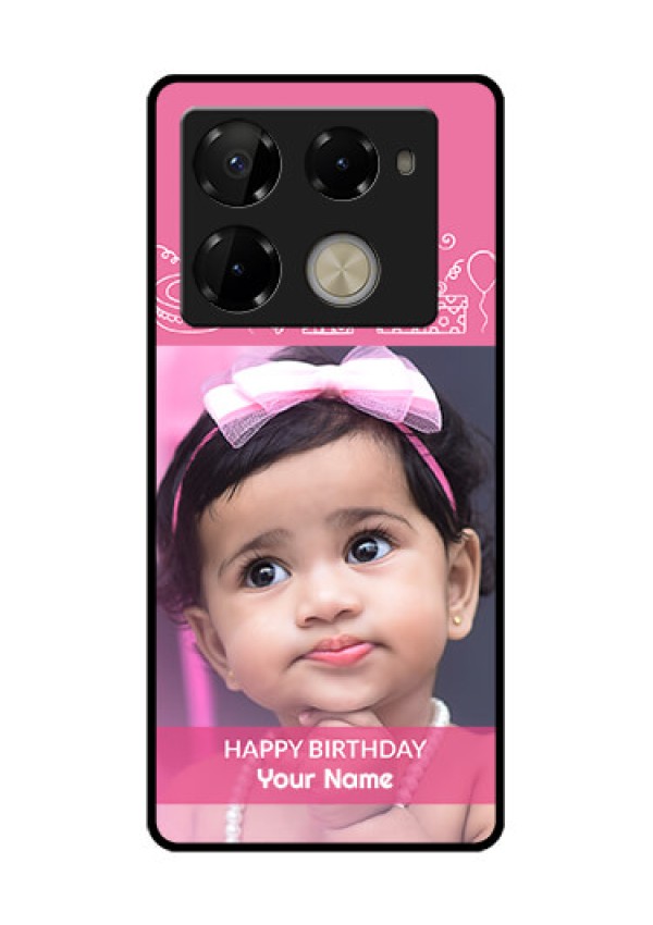 Infinix Note 40 Pro Plus 5G Custom Glass Phone Case - With Birthday Line Art Design