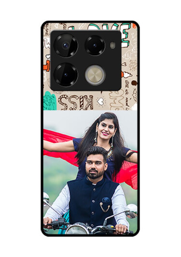Infinix Note 40 Pro Plus 5G Custom Glass Phone Case - Love Doodle Pattern