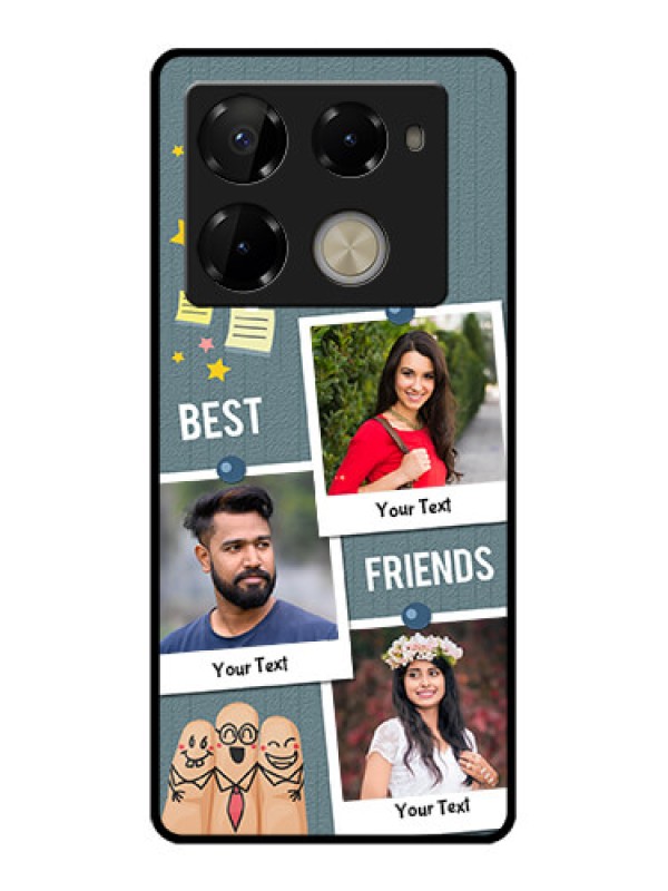 Custom Infinix Note 40 Pro Plus 5G Custom Glass Phone Case - Sticky Frames And Friendship Design