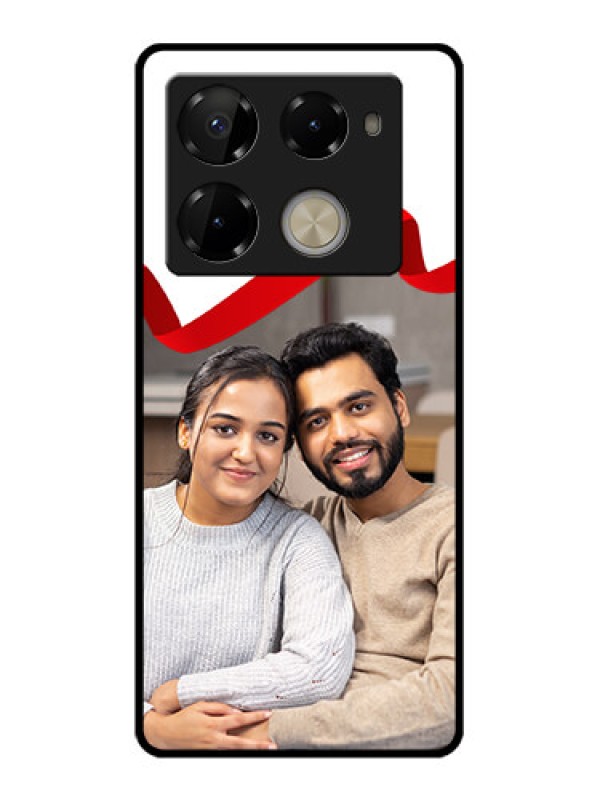 Custom Infinix Note 40 Pro Plus 5G Custom Glass Phone Case - Red Ribbon Frame Design